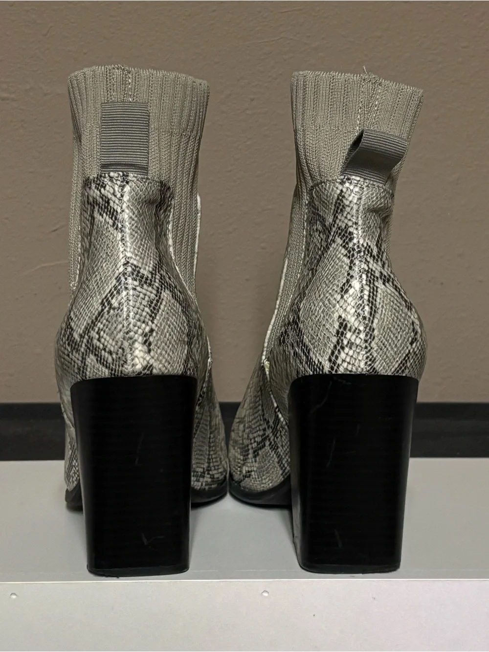 Neutral Snake-Print Sock Bootie - Women's Fashion Ankle Boots